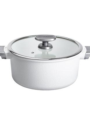 Алюминиевая кастрюля с керамическим антипригарным покрытием 3 л ø 24 см белый mgc