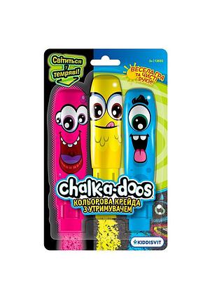 Набір кольорової крейди для малювання з утримувачем (рожевий, що світиться в темряві, жовт., блакит.)