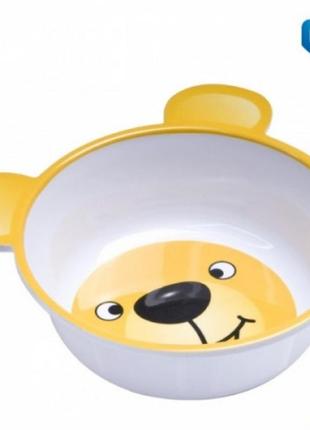 Тарелка с ушками антискользящая из меламина бежевого цвета canpol babies