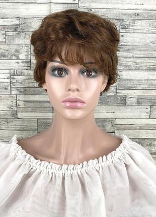 Перука золотиста каштанова світло-коричнева коротка стриження жіноча чоловіча для жінок і чоловіків