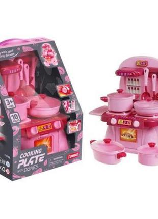 Набір кухня "cooking plate with dishes" (10 pcs.) рожева