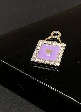 Подвеска замочек сиреневый 11х17 мм, цвет сталь