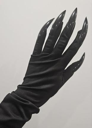 Перчатки демона ведьмы черные длинные с когтями