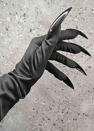 Перчатки демона ведьмы черные длинные с когтями
