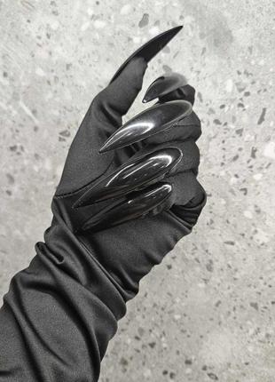 Перчатки демона ведьмы черные длинные с когтями