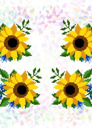 K-312 подсолнухи и васильки (20х30 см). confetti. водорастворимый флизелин с рисунком