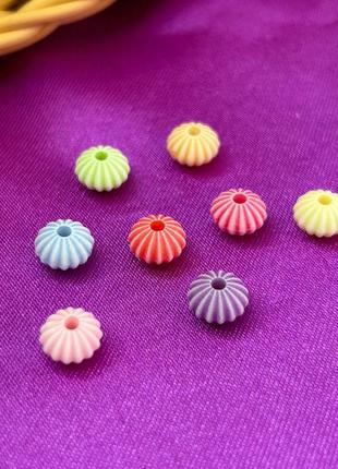 (20 гр) бусины пластиковые бочонок 5х7 мм - микс