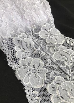 (1 метр) кружево гипюр стрейч 16 см - белое (d006)