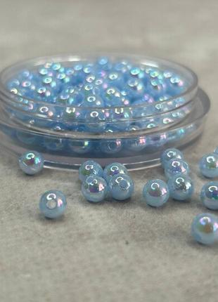 (20 грамм) бусины пластик ø6мм - голубой с ав