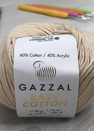 Пряжа gazzal baby cotton цвет 3445 кремовый