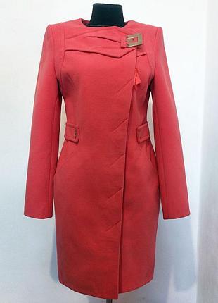 Суперцена. стильное кашемировое пальто, коралл. новое, р. l 46-48