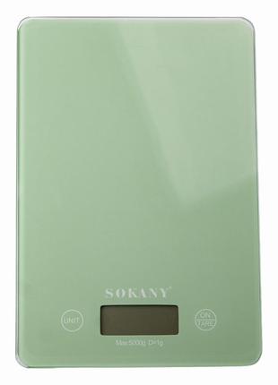 Кухонные весы sokany sk-19027gr электронные до 5 кг зеленые