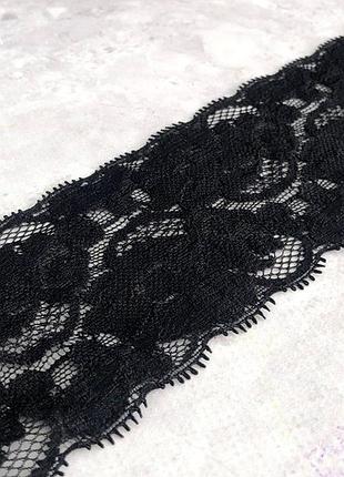 (1 метр) кружево гипюр стрейч, 7 см - черный (кс-9104ч/1)