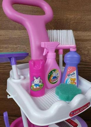 Ігровий набір для прибирання візок на колесах, пилосос, звуки, щітка, швабра a5951 _ttar2 фото