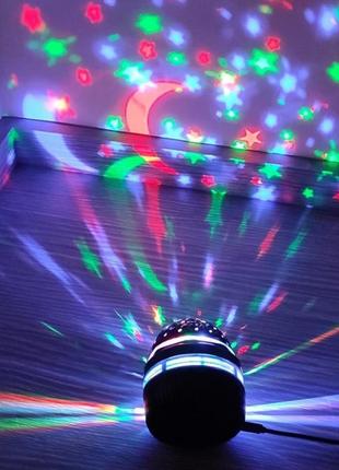 Ночник проектор led mini magic ball питание usb диско лампа чёрный _ttar3 фото