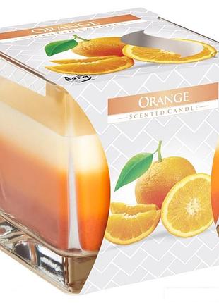 Ароматична свічка у стакані із триколірним наповненням апельсин (snk80-63) _ttar