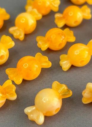 (20 гр) бусины пластик конфетка 12х22 мм, - оранж