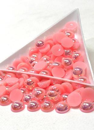 Полубусины перламутровые 8мм, 10 гр/уп - цвет розовый #а17 с ав покрытием