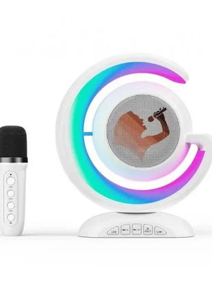 Настільна лампа нічник із бездротовою bluetooth колонкою lightshow з 1 мікрофоном ys-110 білий _ttar