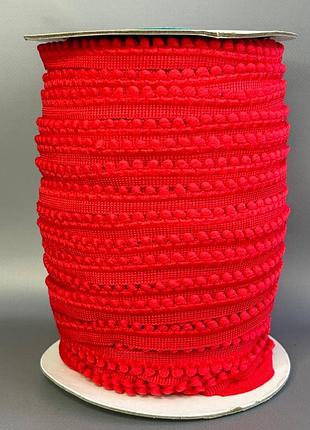 #5 тасьма з помпонами 13мм (помпони ø5мм) - червоний (#165)