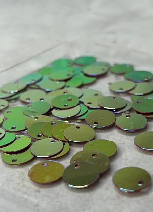 Ø10мм пайетка монетка хамелеон 5г - зеленый