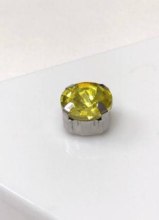 5 шт - стразы в цапах 8 мм (стекло) круглые, желтый