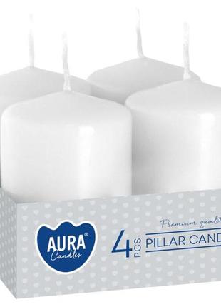Набор свечей 4шт. цилиндр bispol aura candles белые (sw40/60-090) _ttar