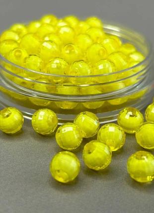 (20 гр) акриловые граненые бусины с белое серединкой 8 мм - лимонный