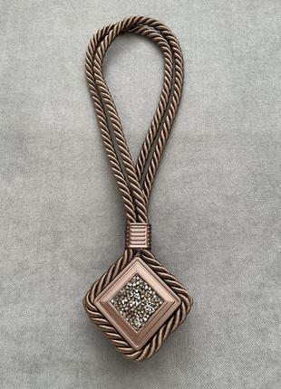 Магніт для штор з камінням коричневий , декор штор та портьєр, шторний підхват на магніті для тюлі та гардин