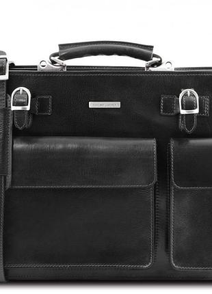 Мужской кожаный портфель 2 отделения tuscany leather venezia tl141268 черный