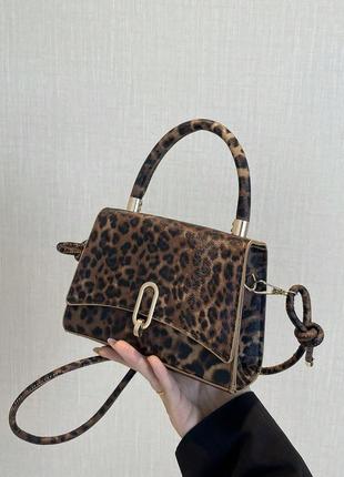 Жіноча сумка 8011 крос-боді леопардова коричнева