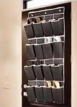 Сумка для хранения обуви над дверью настенный органайзер для обуви 16 пар чёрный _ttar
