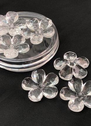 Ø29 мм бусина пластик цветок #3942/101, - прозрачный