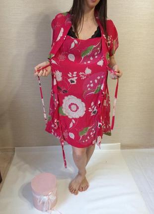 Летнее шифоновое платье с цветочным принтом