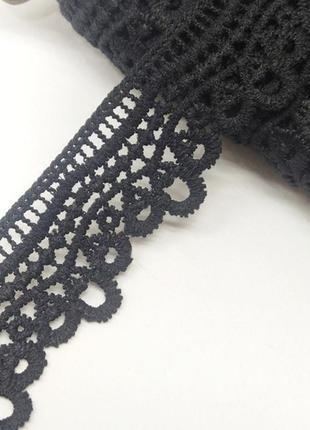 Вязаное матовое кружево 2,5 см - 13м jf20291 col черный