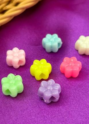 (20 гр) бусины пластиковые цветочек 11 мм - микс