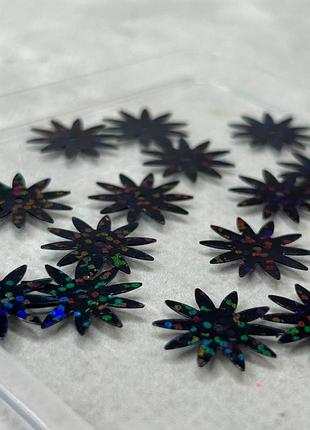Ø18мм пайетка цветочек ромашка 5г - черный голограмма