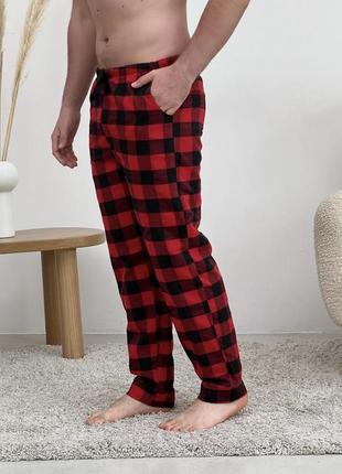 Мужские брюки пижамные cosy в клетку красно/черные _ttar