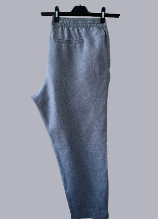 Лляні штани на резинці великого розміру h&m сірі