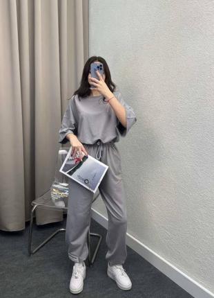 Хіт 2024❤️‍🔥 жіночий оверсайз костюм футболка і штани вільного крою стильний комплект