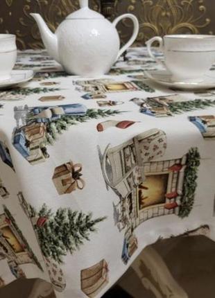Турецькі новорічні скатертини з тефлоновим покриттям, водо і жиро відштовхувальні,...