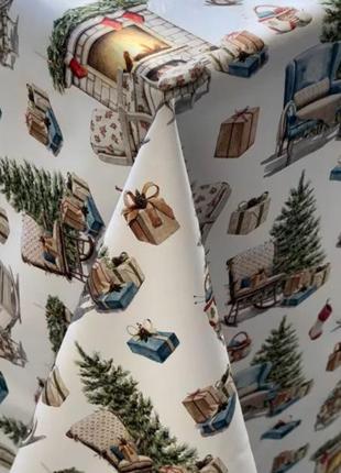 Турецькі новорічні скатертини з тефлоновим покриттям, водо і жиро відштовхувальні,...