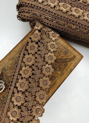 (1 метр) кружево макраме sindtex 7,5см цвет - золотой (25м-f1375e1-4)