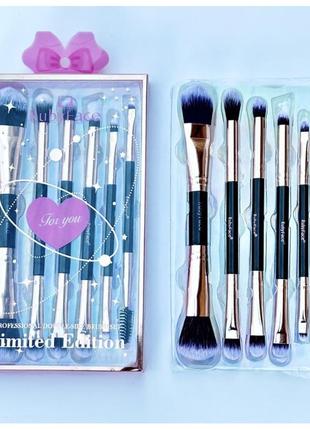 Набір двосторонніх пензлів для макіяжу ruby face чорний, 6шт