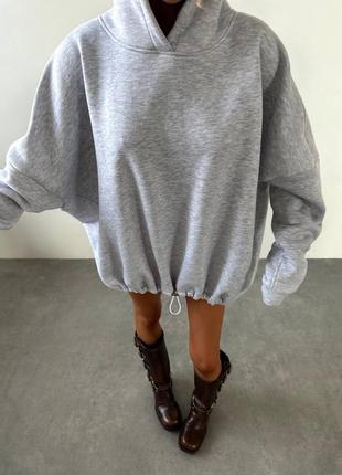 ❗️ не кошлатиться ❗️ 5 цветов ❗️ оверсайз худи трехнить на флисе капюшон двойной по низу затяжка8 фото