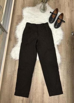 Коричневий штани мом fit фасону massimo dutti