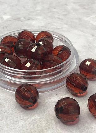 Ø14 мм бусина граненая пластик #116 - коричневый прозрачный