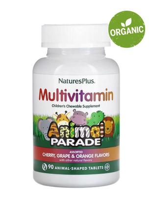 Naturesplus, animal parade, мультивітаміни для дітей, смак асорті, 90 таблеток