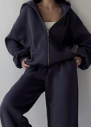 Спортивный костюм на флисе в графитовом цвете