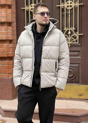 Теплая зимняя куртка, стильная мужская куртка snowbears в бежевом цвете